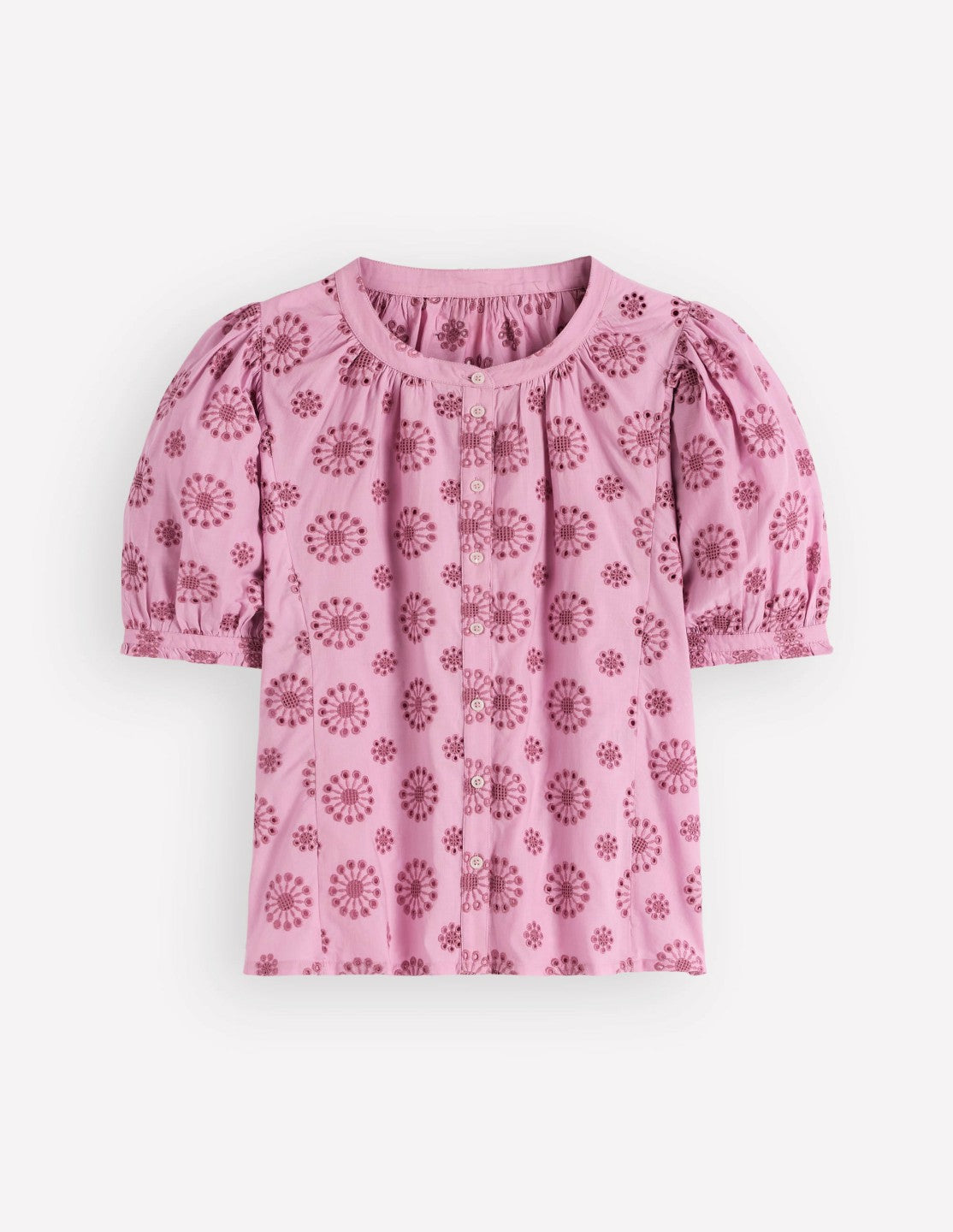 Camille Embroidered Cotton Top-Soft Lavender / Boden Discount