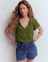 Edi Trim Detail T-shirt-Olive / Boden On sale