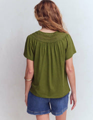 Edi Trim Detail T-shirt-Olive / Boden On sale