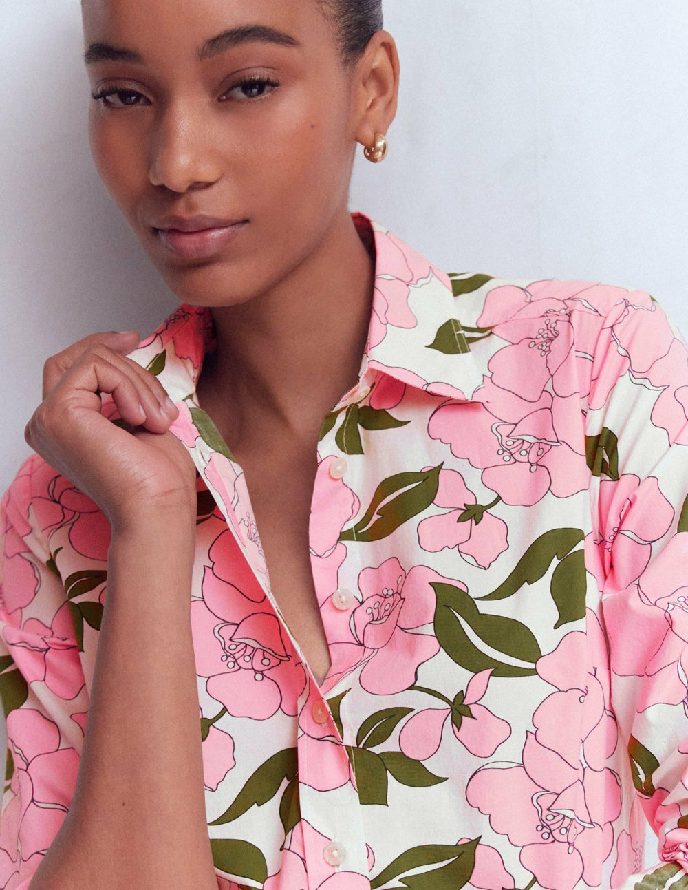 Sienna Cotton Shirt-Blossom Pink, Radiant Bloom / Boden us