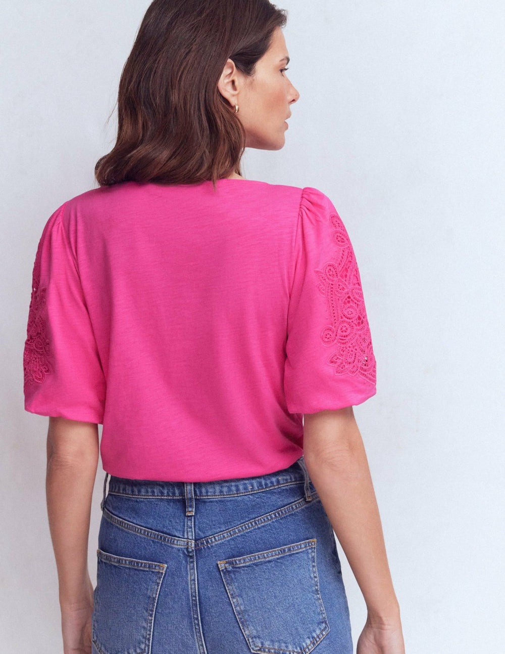 Tape Lace T-shirt-Phlox Pink / Boden