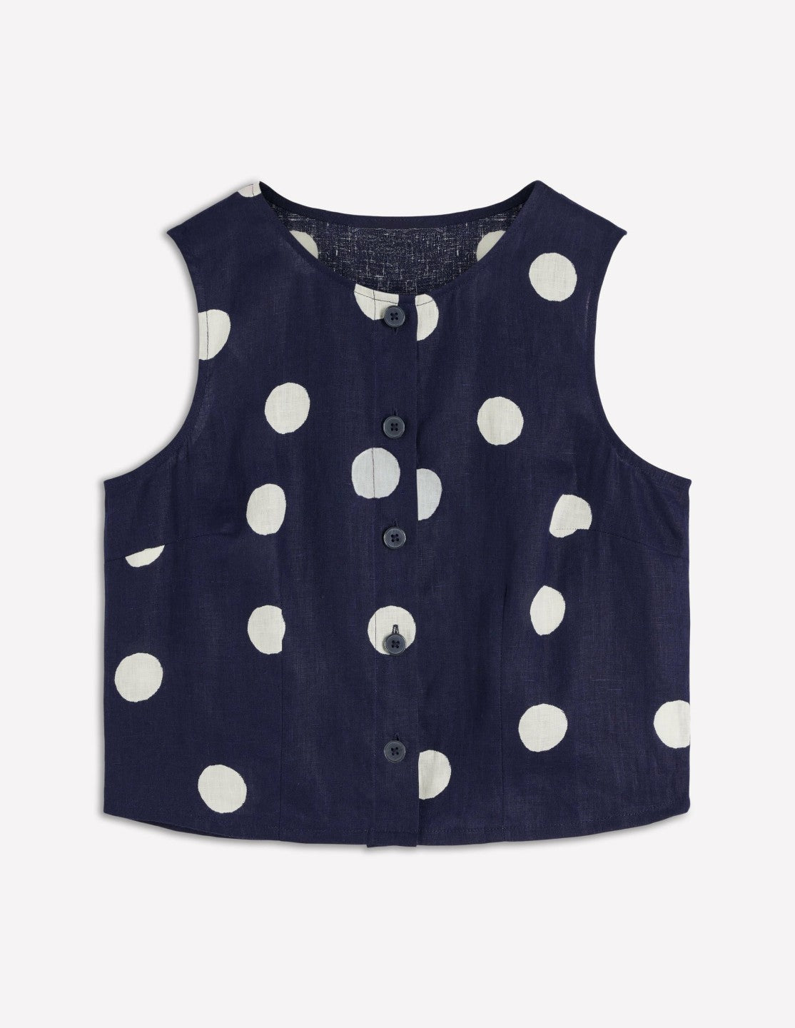 Andrea Linen Shell Top-French Navy, Painted Dot / Boden Online