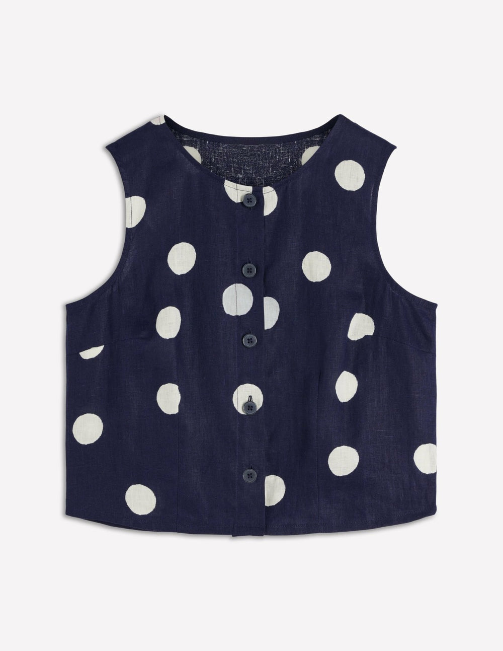 Andrea Linen Shell Top-French Navy, Painted Dot / Boden Online