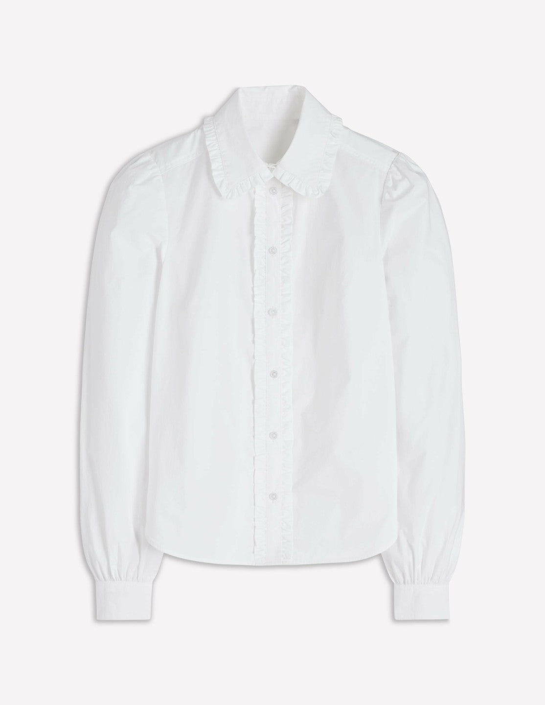 Cara Cotton Shirt-White Ruffle / Boden Outlet
