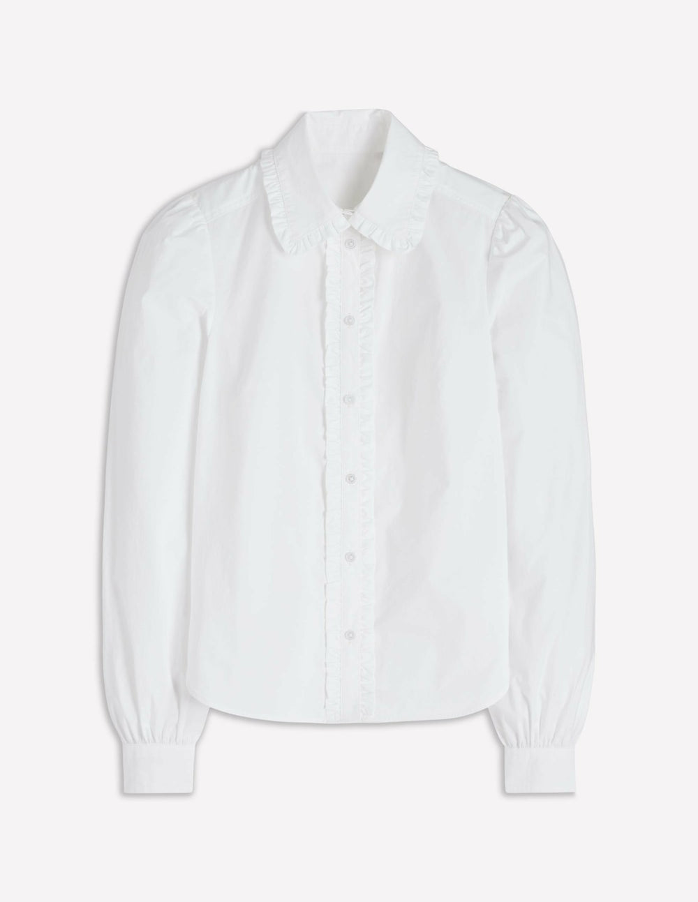 Cara Cotton Shirt-White Ruffle / Boden Outlet