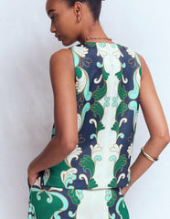 Relaxed Sleeveless Shell Top-Ivory, Foliage Whirl / Boden Discount