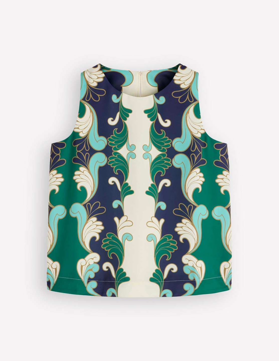Relaxed Sleeveless Shell Top-Ivory, Foliage Whirl / Boden Discount
