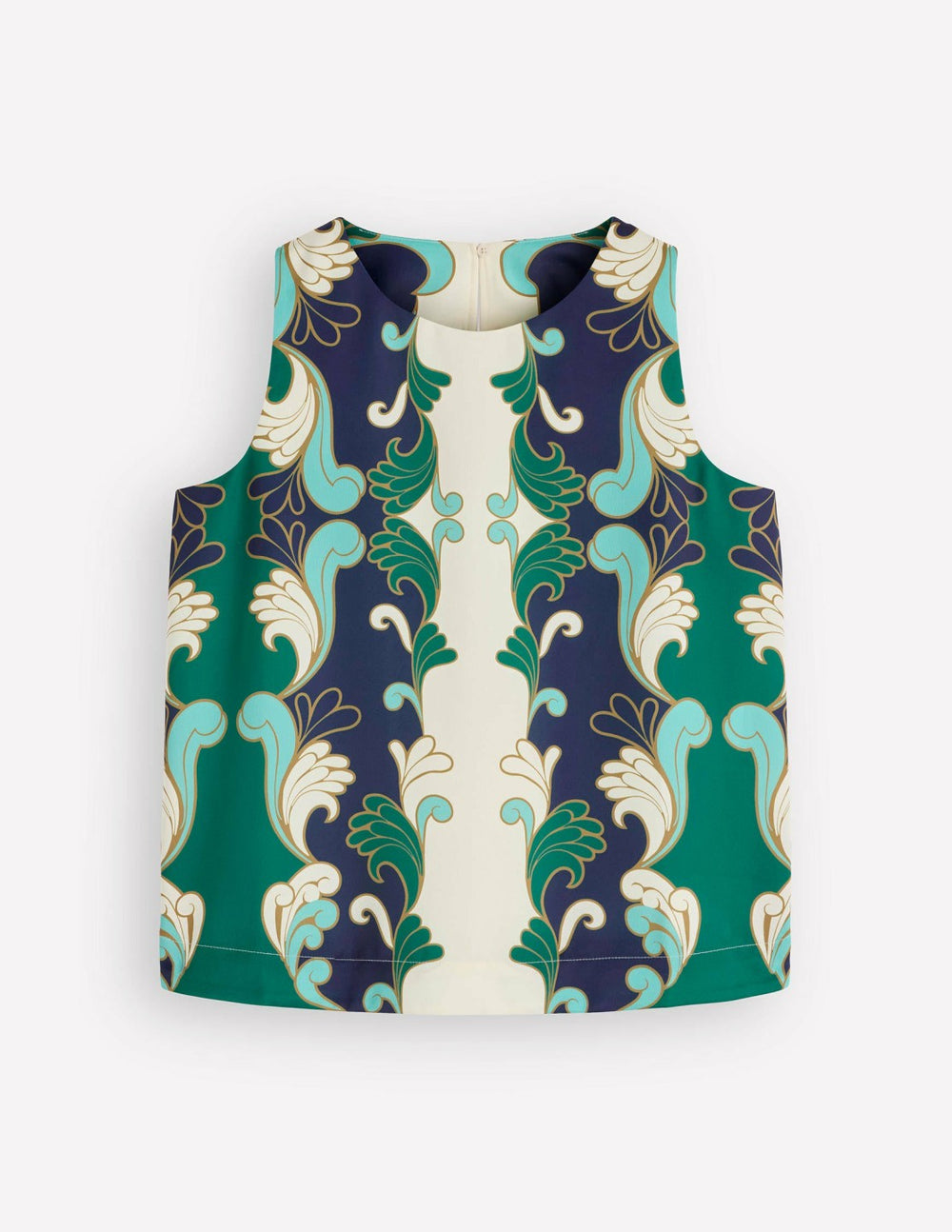 Relaxed Sleeveless Shell Top-Ivory, Foliage Whirl / Boden Discount