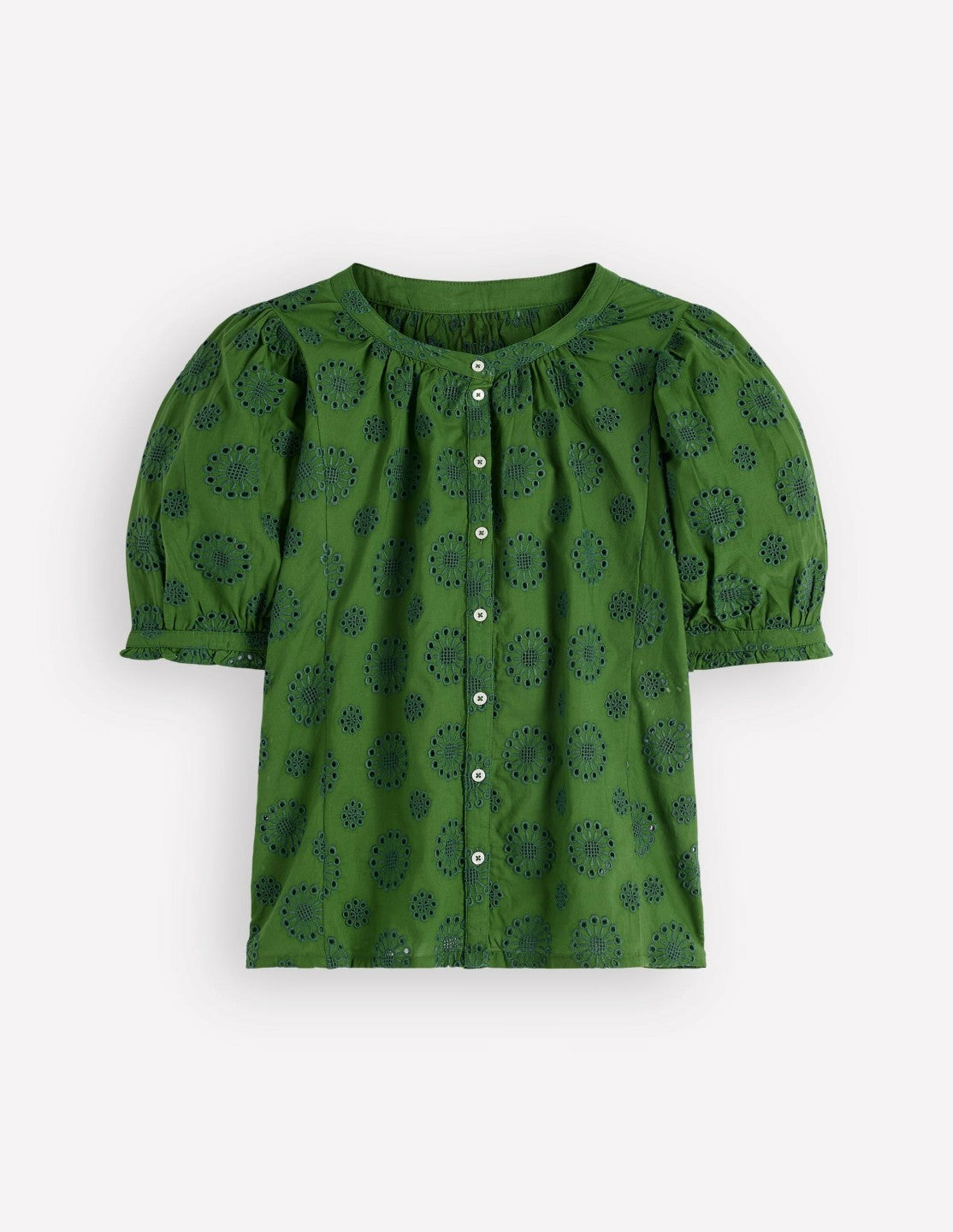Camille Embroidered Cotton Top-Promenade Green Broderie / Boden On sale