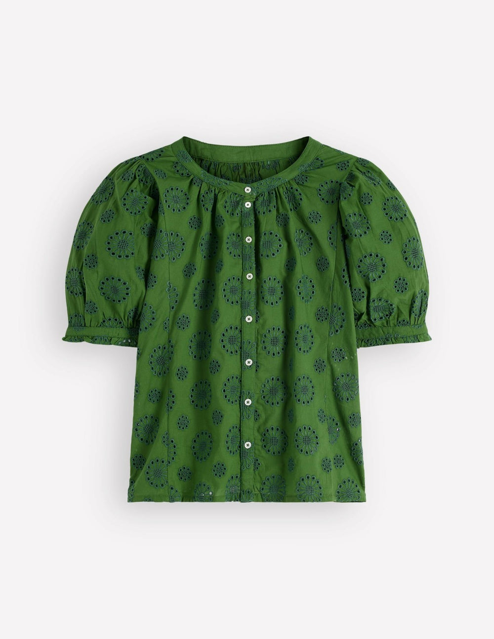 Camille Embroidered Cotton Top-Promenade Green Broderie / Boden On sale