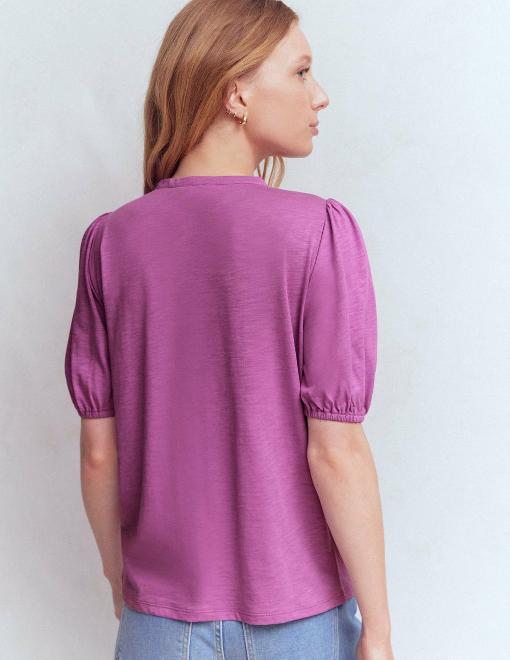 Mya Short Sleeve Smocked Shirt-Clover Purple / Boden
