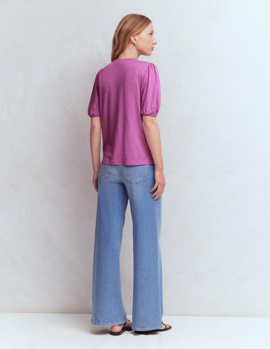Mya Short Sleeve Smocked Shirt-Clover Purple / Boden