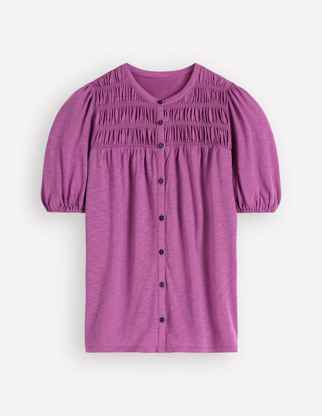 Mya Short Sleeve Smocked Shirt-Clover Purple / Boden