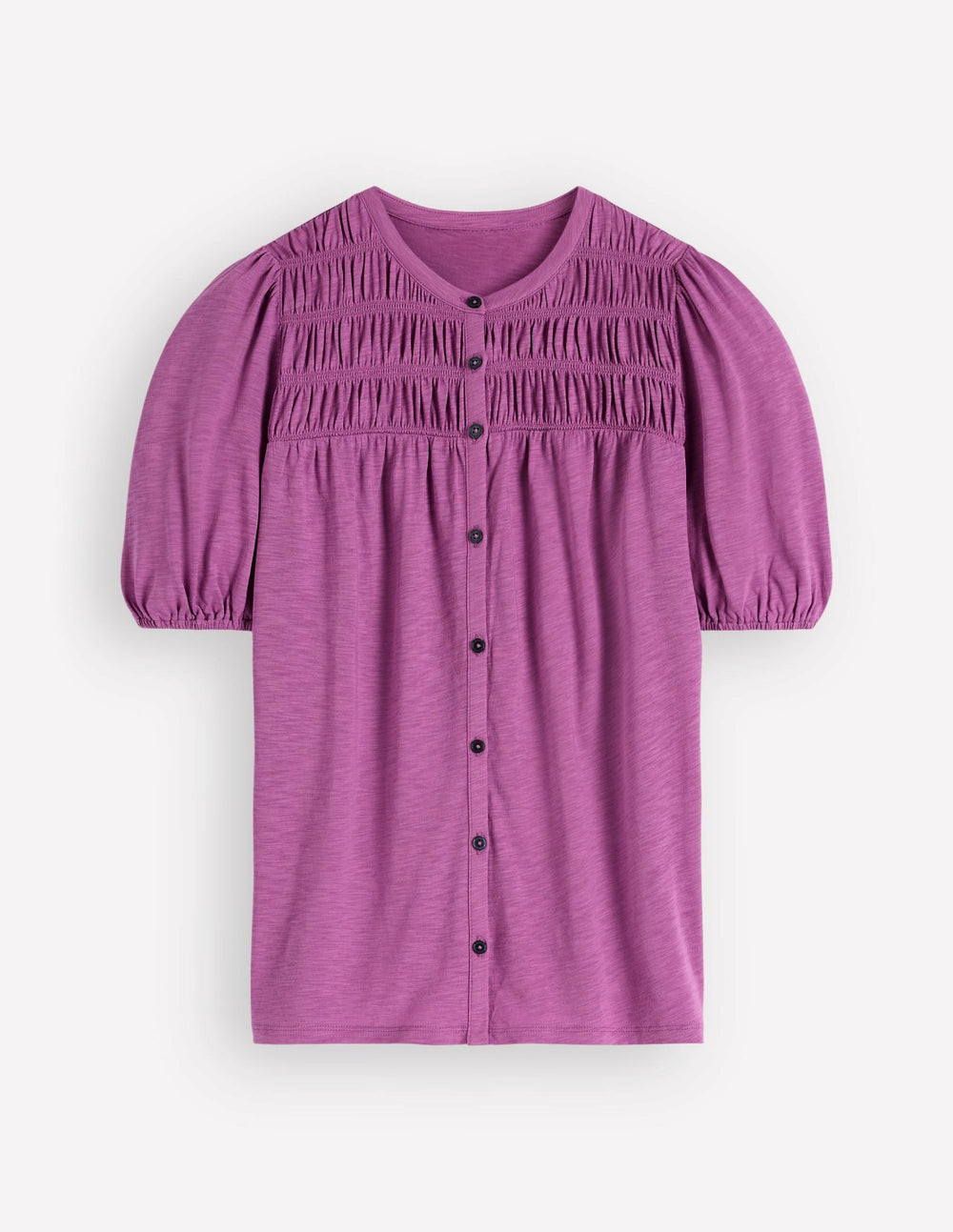 Mya Short Sleeve Smocked Shirt-Clover Purple / Boden