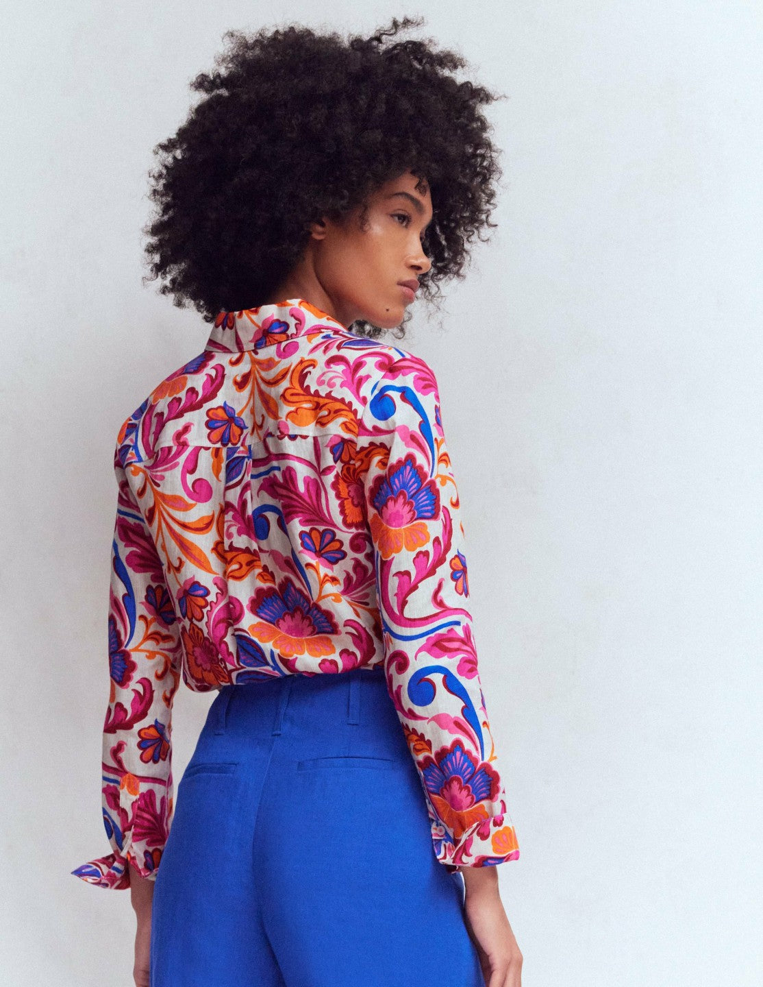 Sienna Linen Shirt-Pink Punch, Flourishing Meadow / Boden Sale