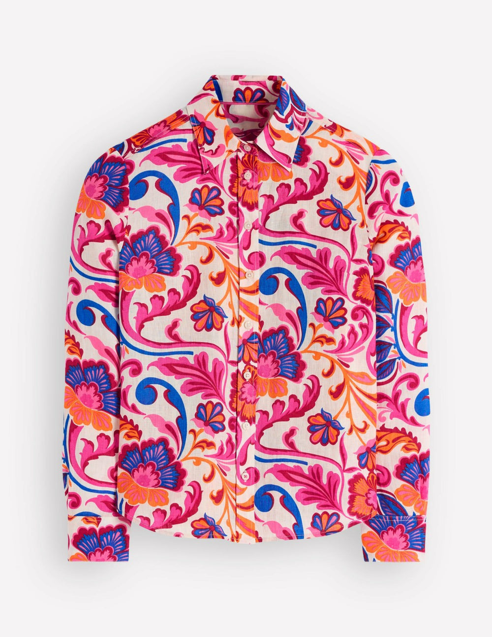 Sienna Linen Shirt-Pink Punch, Flourishing Meadow / Boden Sale
