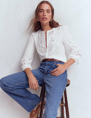 Scallop Cutwork Top-White / Boden Online