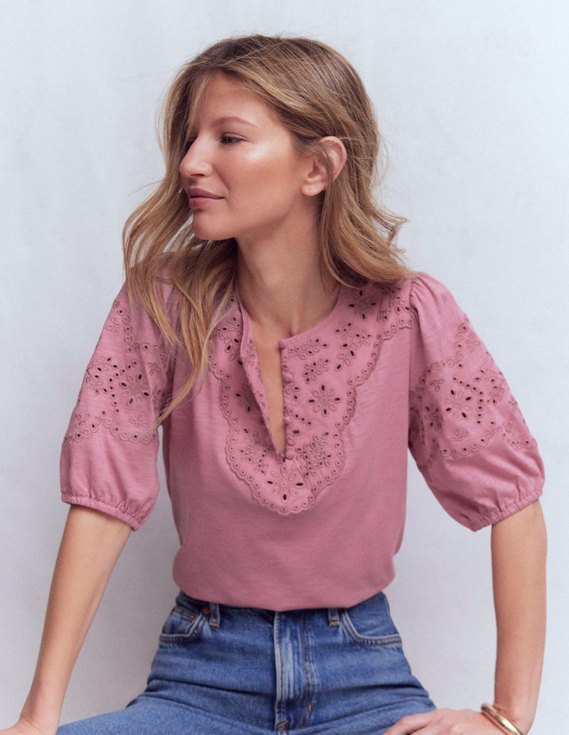 Ada Broderie Mix Top-Lilas / Boden Outlet