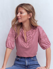 Ada Broderie Mix Top-Lilas / Boden Outlet