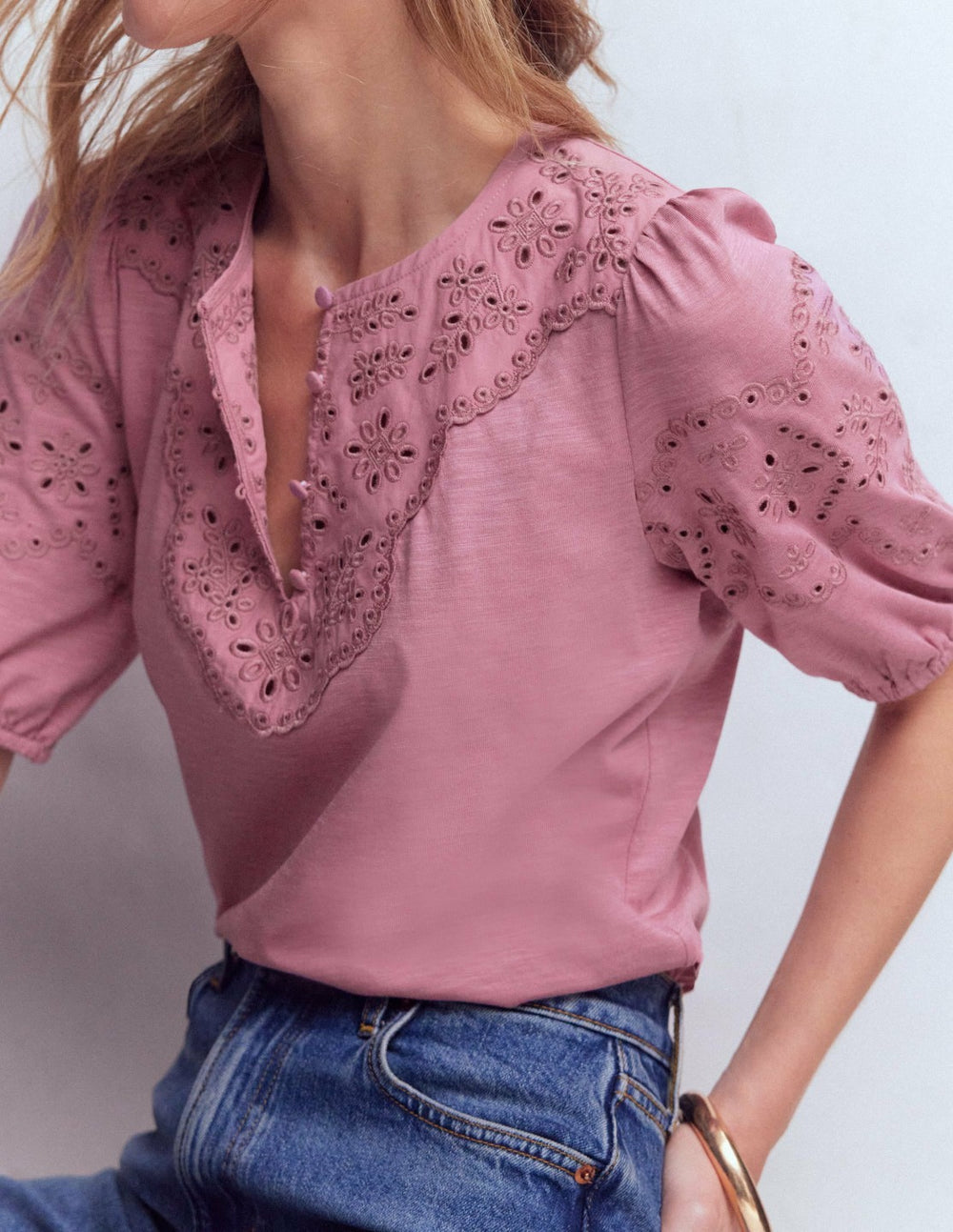 Ada Broderie Mix Top-Lilas / Boden Outlet