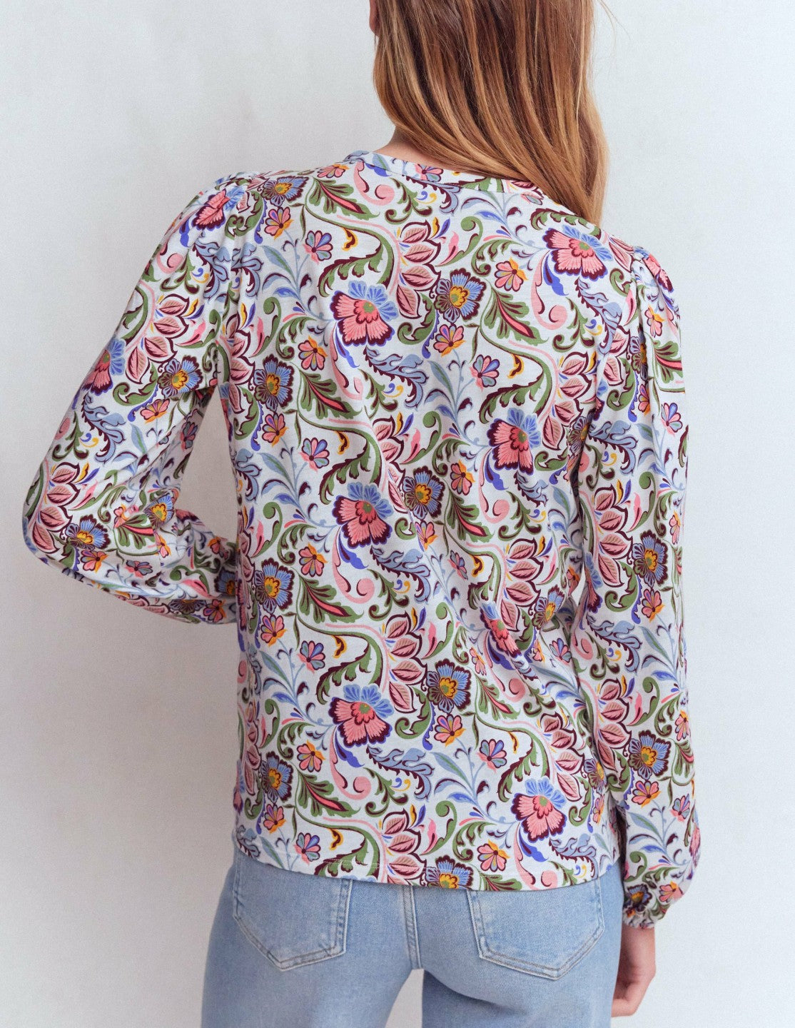 Mya Smocked Jersey Shirt-Multi, Flourishing Meadow / Boden Discount
