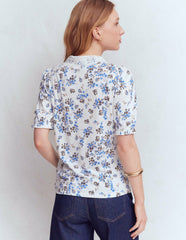 Nessa Broderie Collar Blouse-Ivory, Blue Bloom Scatter / Boden us