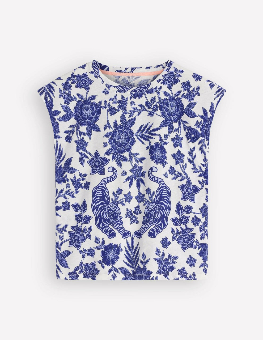 Louisa Slub T-Shirt-Blue Tigers Paradise Placement / Boden Online