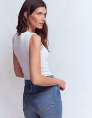 Crew Neck Henley Tank-White / Boden Outlet