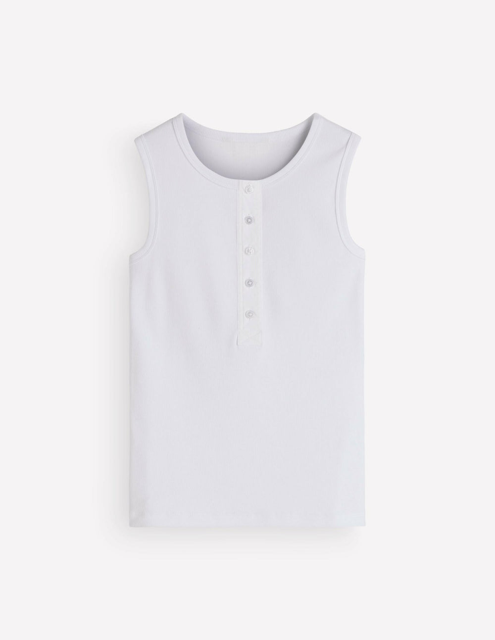 Crew Neck Henley Tank-White / Boden Outlet