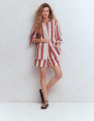 Sadie Relaxed Linen Shirt-Ivory, Brown, Pink Stripe / Boden On sale