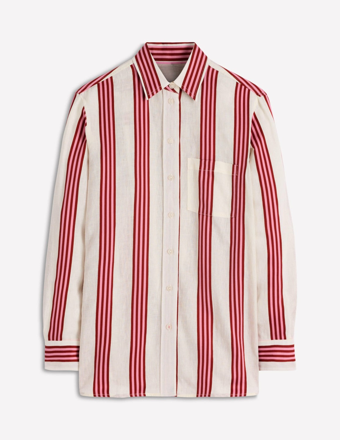 Sadie Relaxed Linen Shirt-Ivory, Brown, Pink Stripe / Boden On sale