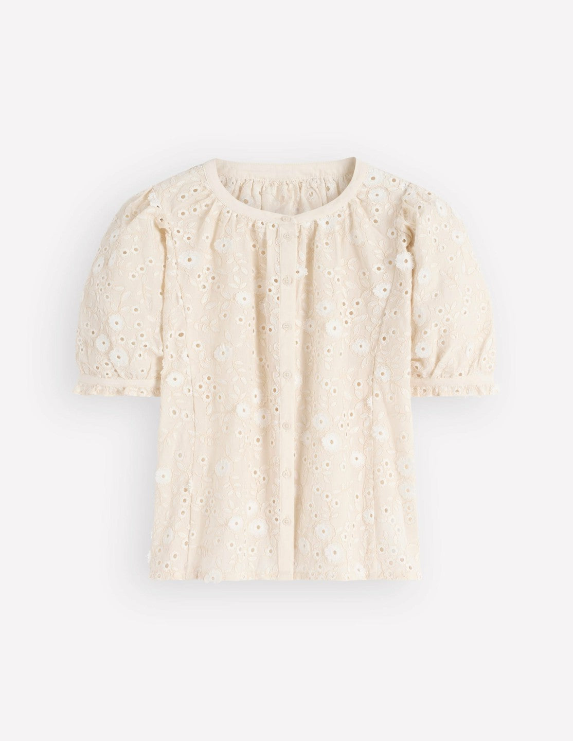 Camille Embroidered Cotton Top-Ivory Broderie / Boden us