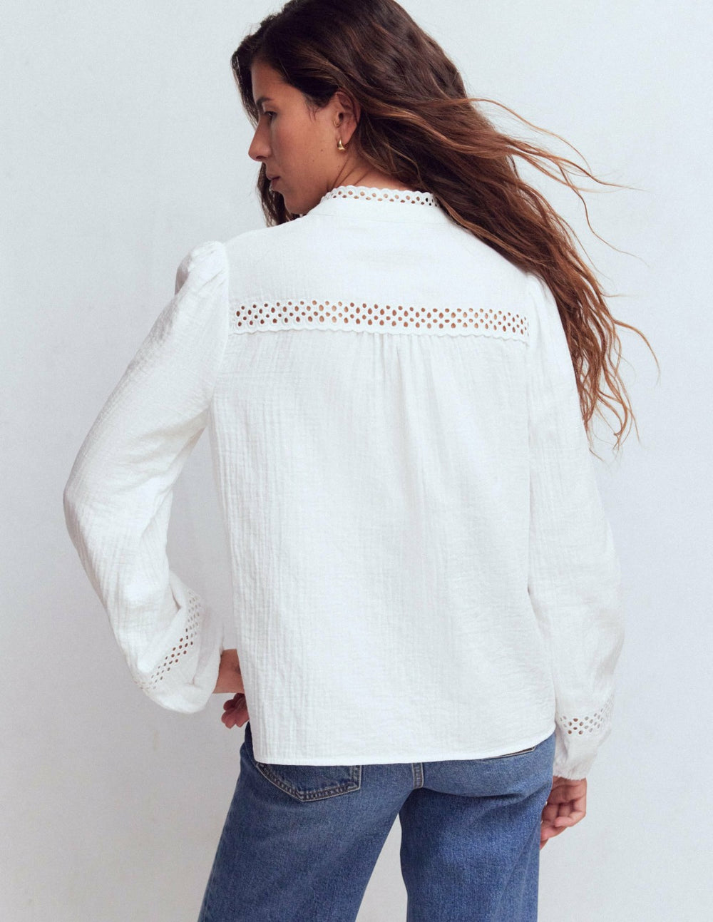 Trim Detail Double Cloth Top-White / Boden Online