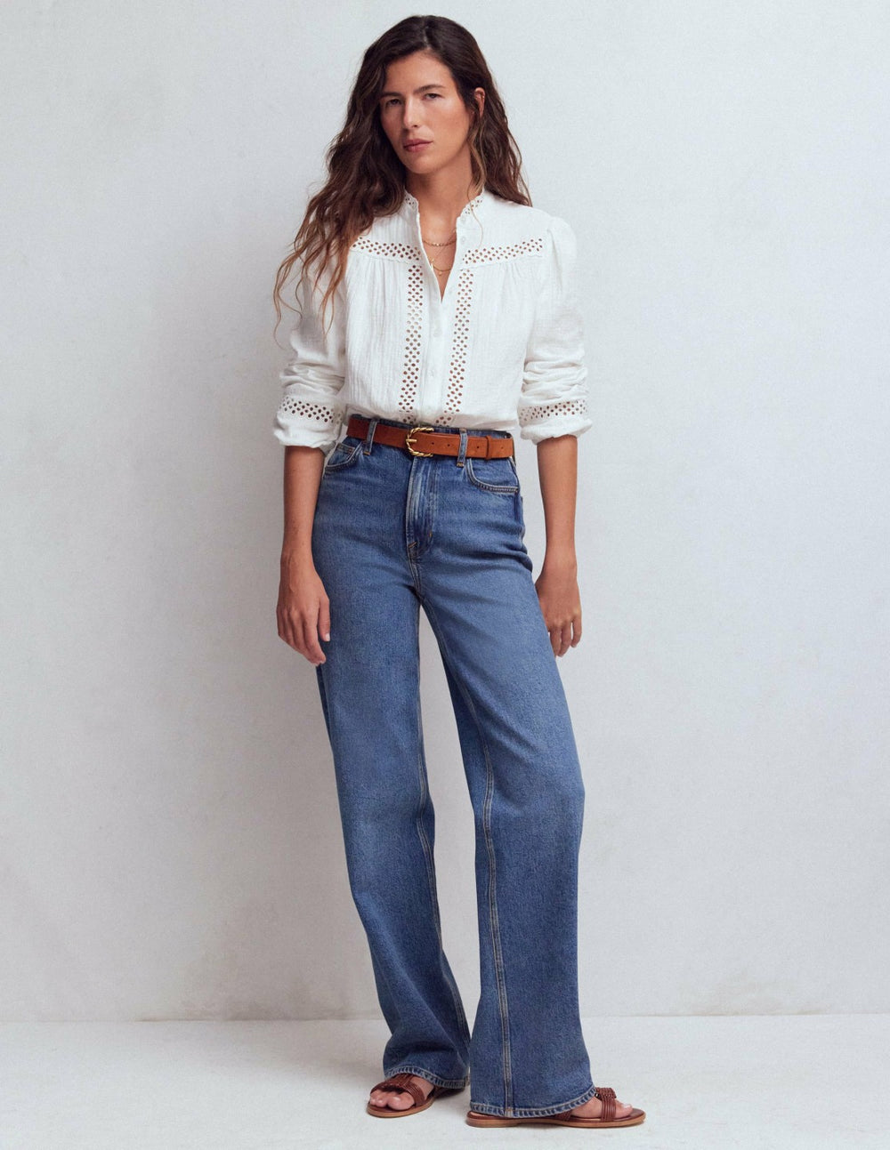 Trim Detail Double Cloth Top-White / Boden Online