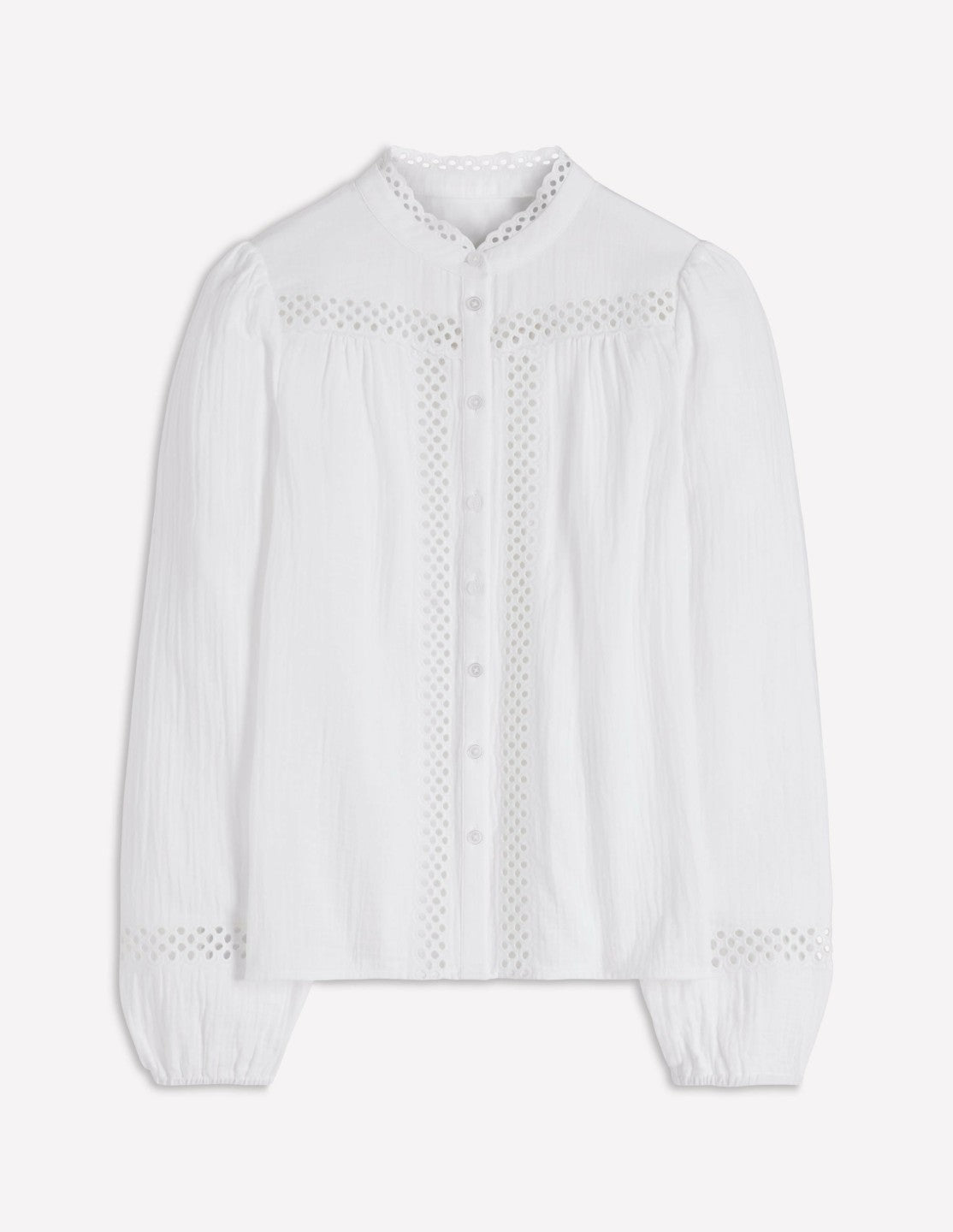 Trim Detail Double Cloth Top-White / Boden Online