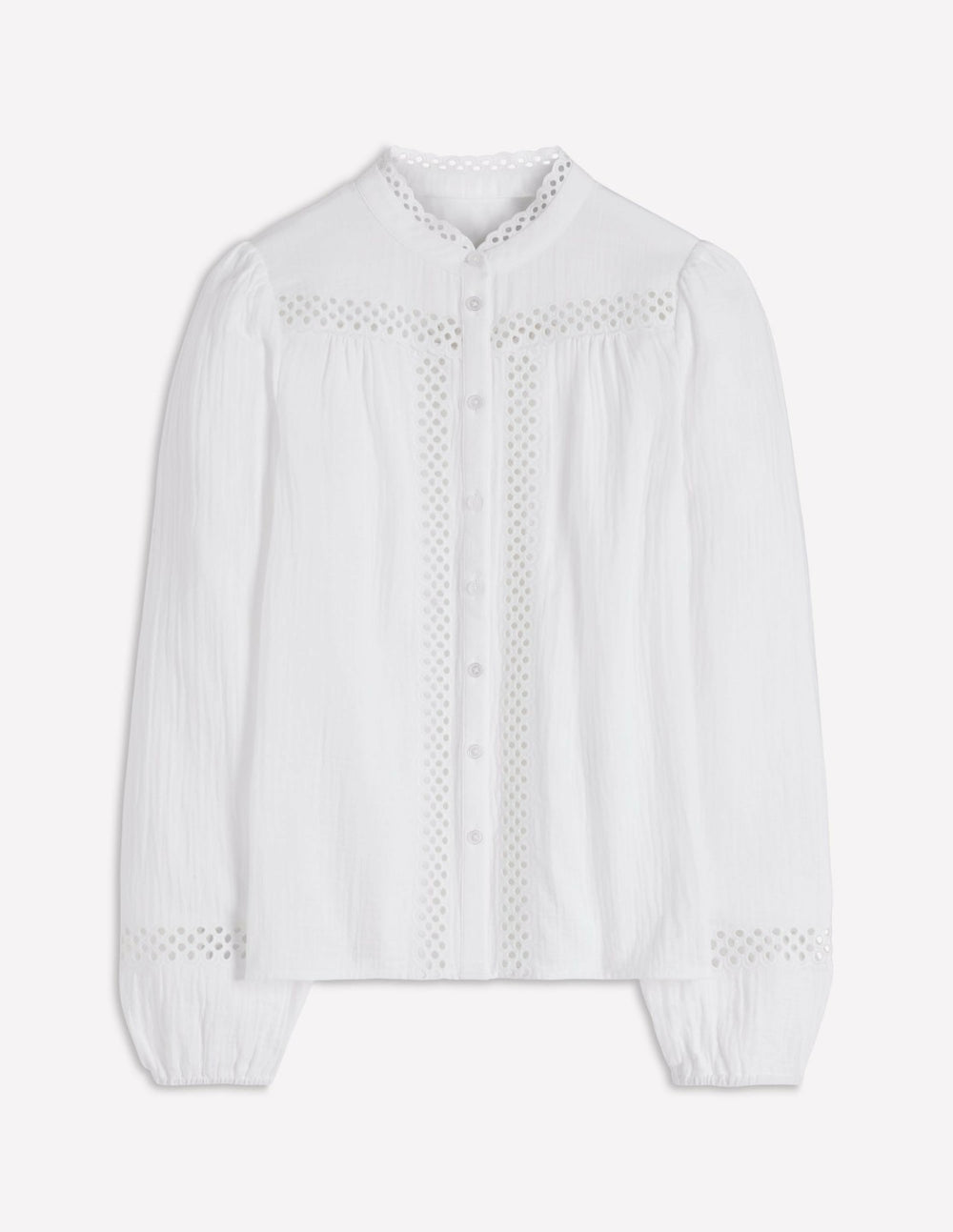Trim Detail Double Cloth Top-White / Boden Online