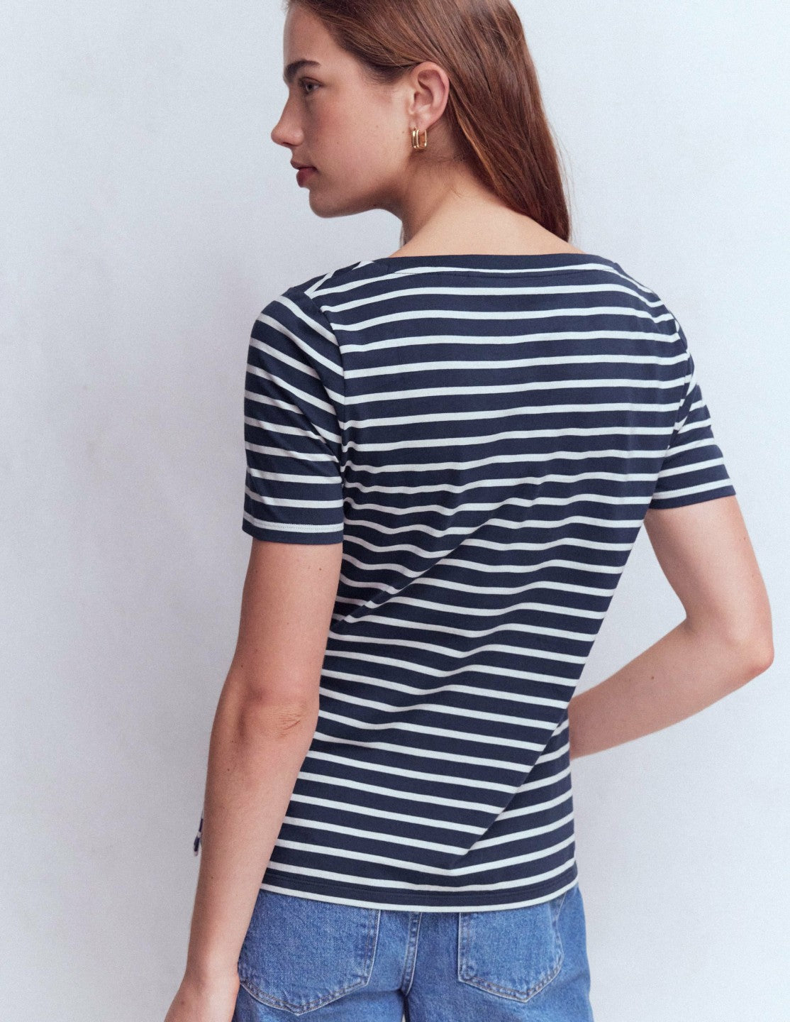 Olivia Short Sleeve Breton-Navy, Ivory / Boden Outlet