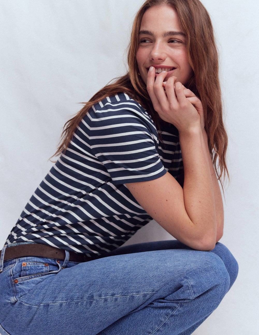 Olivia Short Sleeve Breton-Navy, Ivory / Boden Outlet