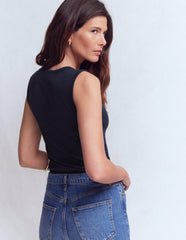 Crew Neck Henley Tank-Navy / Boden Discount