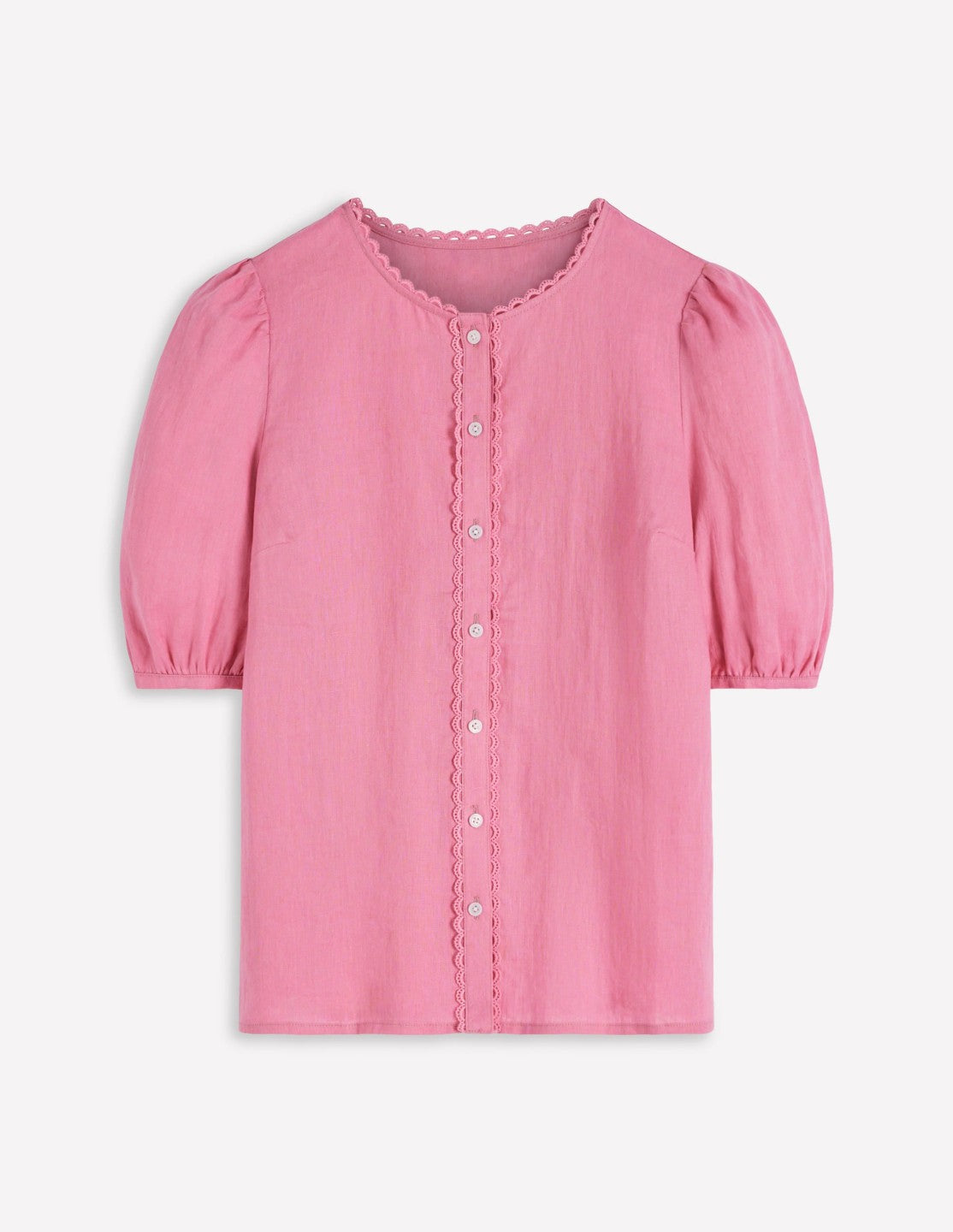 Leah Short Sleeve Linen Top-Pink Parfait / Boden On sale