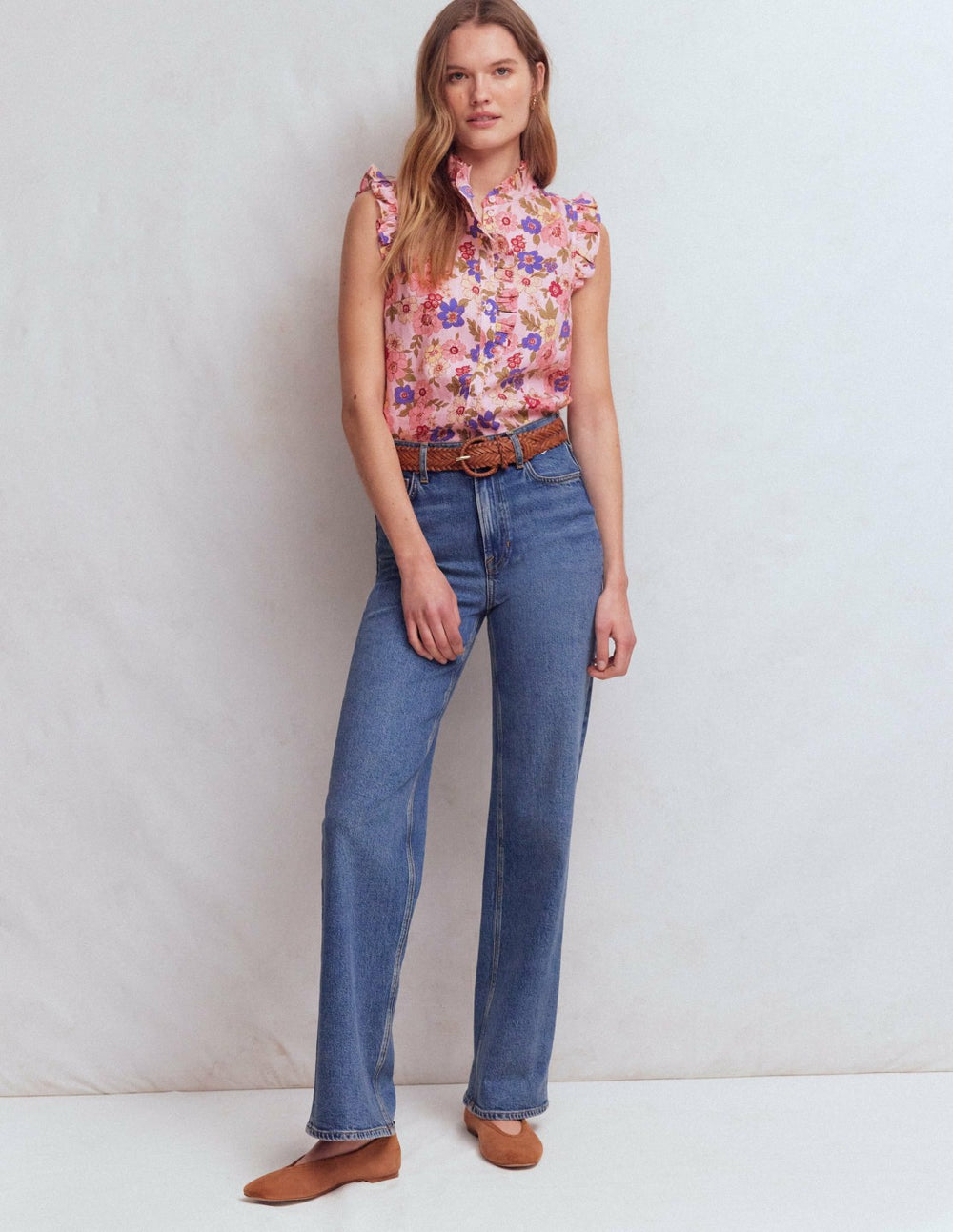 Isabel Sleeveless Linen Top-Blooming Pink, Blossomy Garden / Boden us