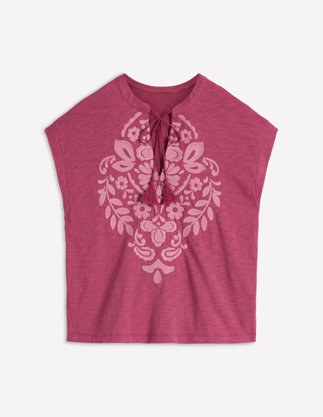 Nina Embroidered Notch T-shirt-Malaga, Formica Pink / Boden Sale