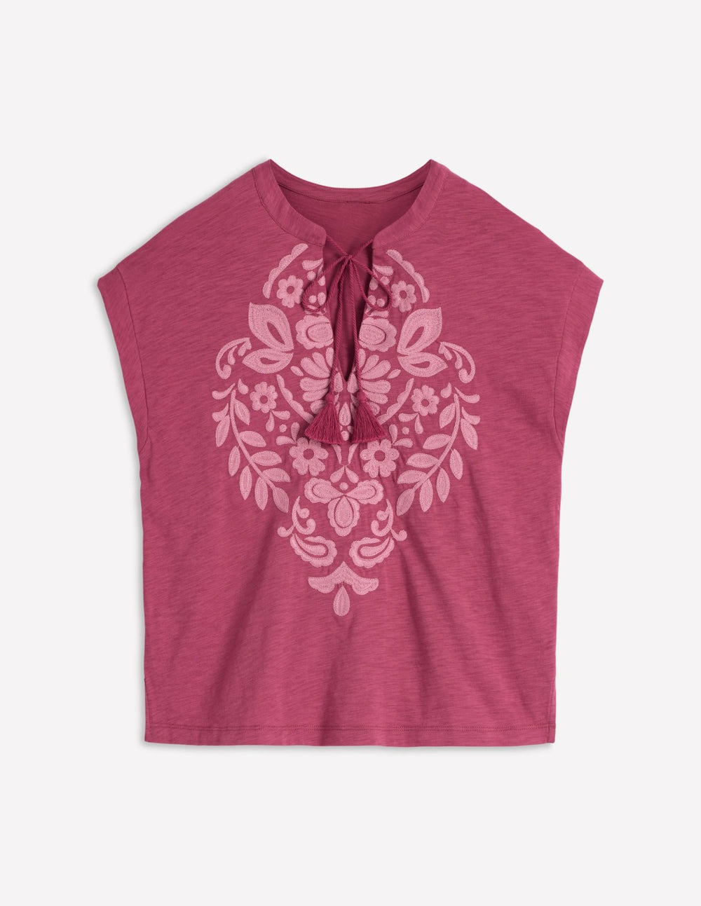 Nina Embroidered Notch T-shirt-Malaga, Formica Pink / Boden Sale
