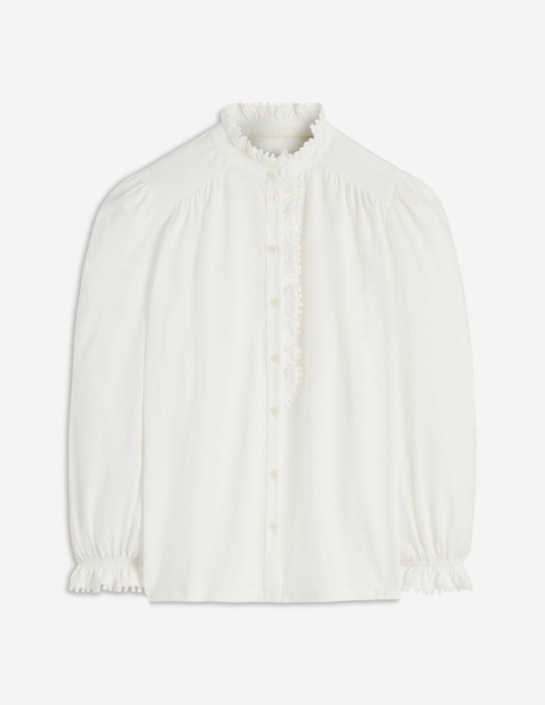 Emily Pom Trim Ruffle Shirt-Ivory / Boden On sale