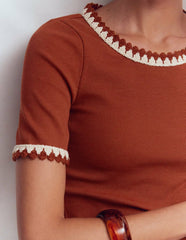Maddie Trim Detail T-Shirt-Burnt Orange / Boden us