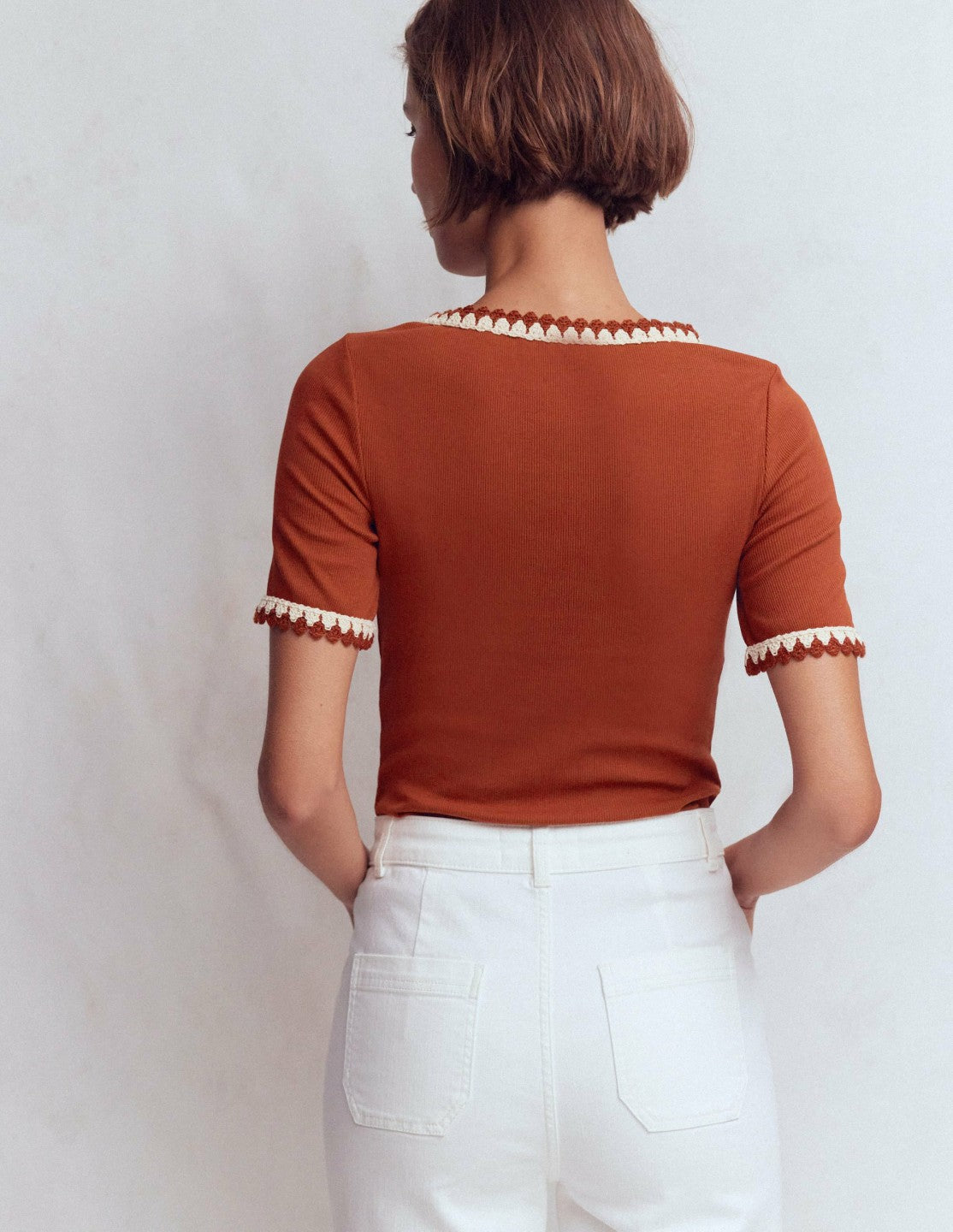 Maddie Trim Detail T-Shirt-Burnt Orange / Boden us