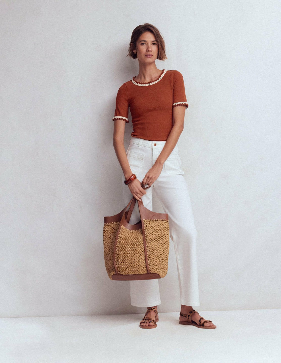 Maddie Trim Detail T-Shirt-Burnt Orange / Boden us
