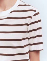 Relaxed Cotton T-shirt-Brown and Ivory Stripe / Boden