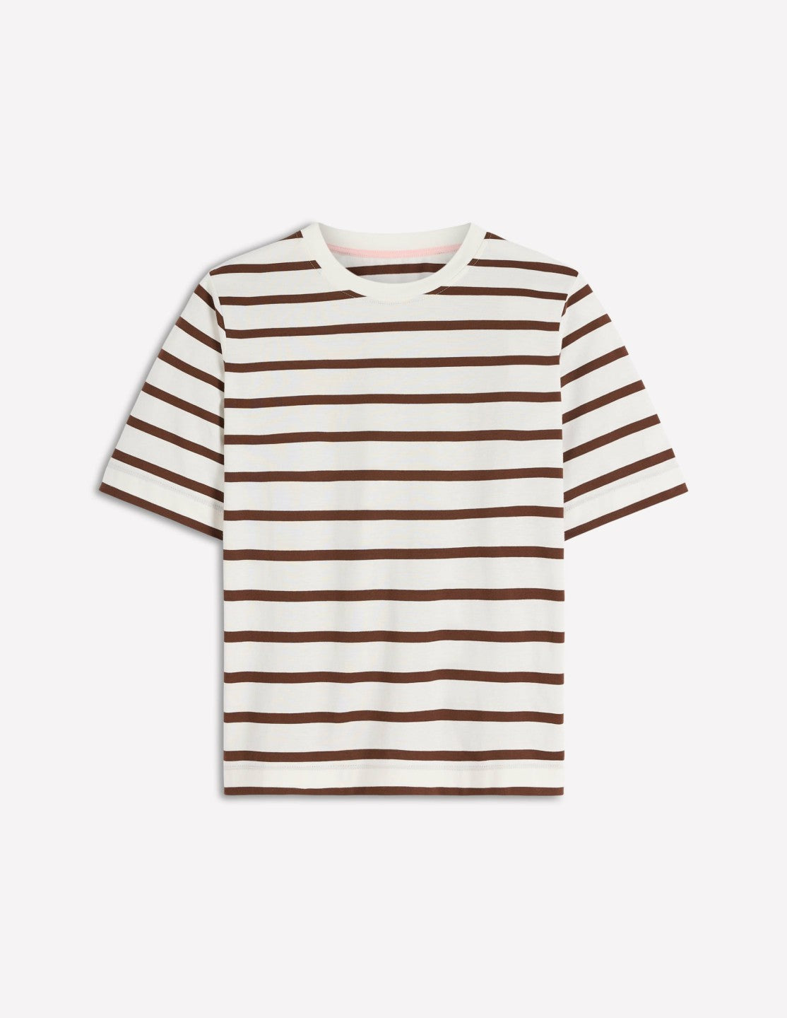 Relaxed Cotton T-shirt-Brown and Ivory Stripe / Boden