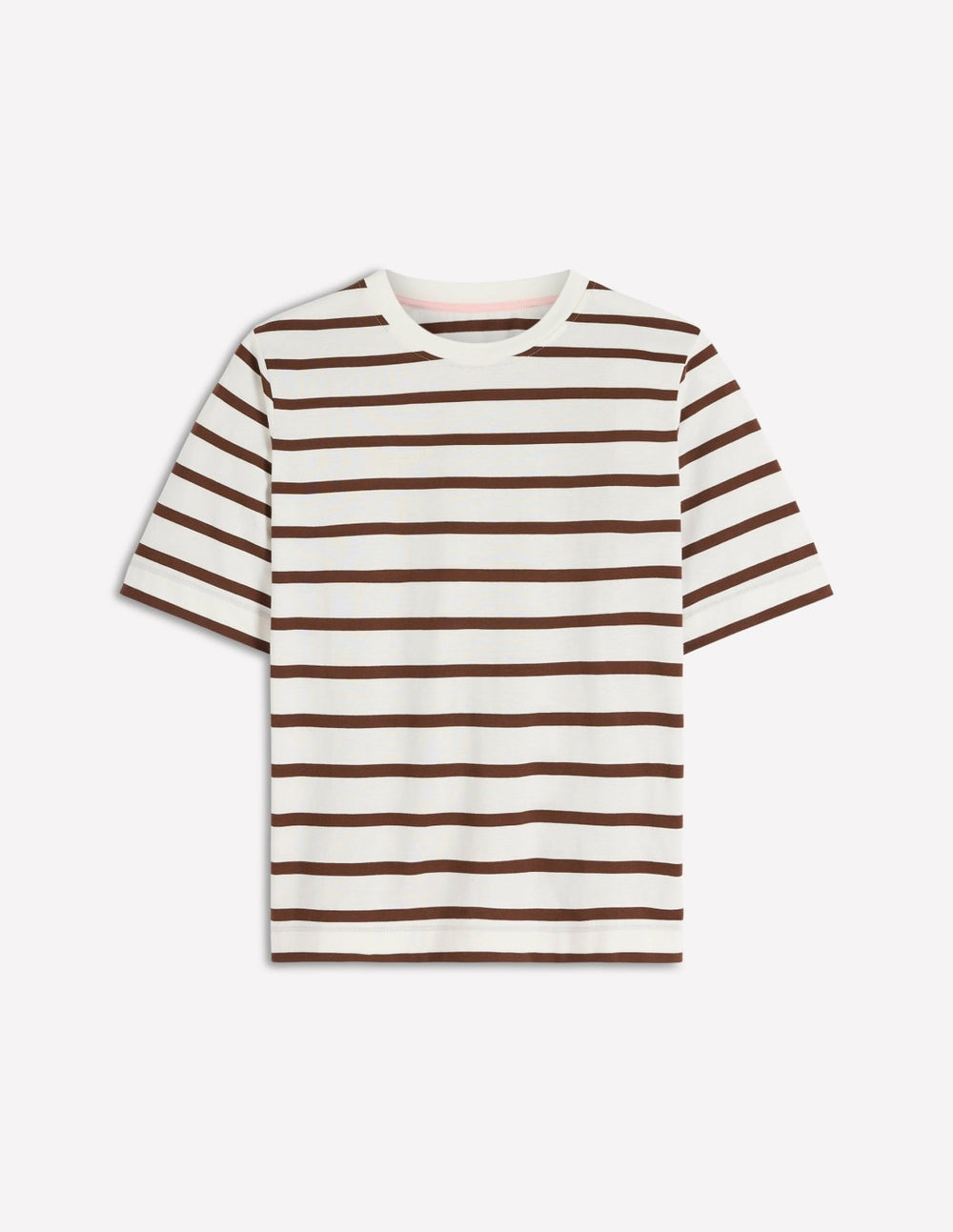 Relaxed Cotton T-shirt-Brown and Ivory Stripe / Boden
